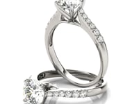 Round Cut Diamond Engagement Ring in 14K White Gold, Cathedral Setting, 1.63 cttw — video