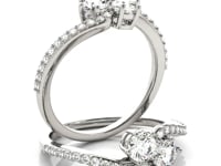 Two Stone Diamond Ring With Curved Pavé Band in 14K White Gold, 0.70 cttw — video