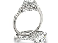 Round Diamond Engagement Ring, Halo Pavé Band in 14K White Gold, 1.33 cttw — video
