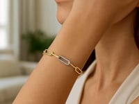 14K Gold Paperclip Chain Bracelet With Multi Diamond link